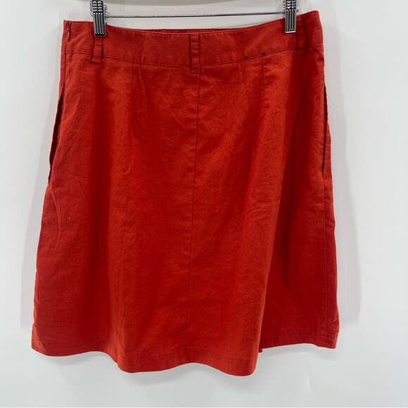 Banana Republic Linen Blend Pleated Full Skirt Above Knee Burnt Orange Size 12 - Picture 7 of 10